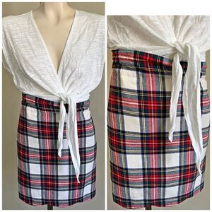 Lauren James Red and Blue Plaid Mini Skirt made in USA